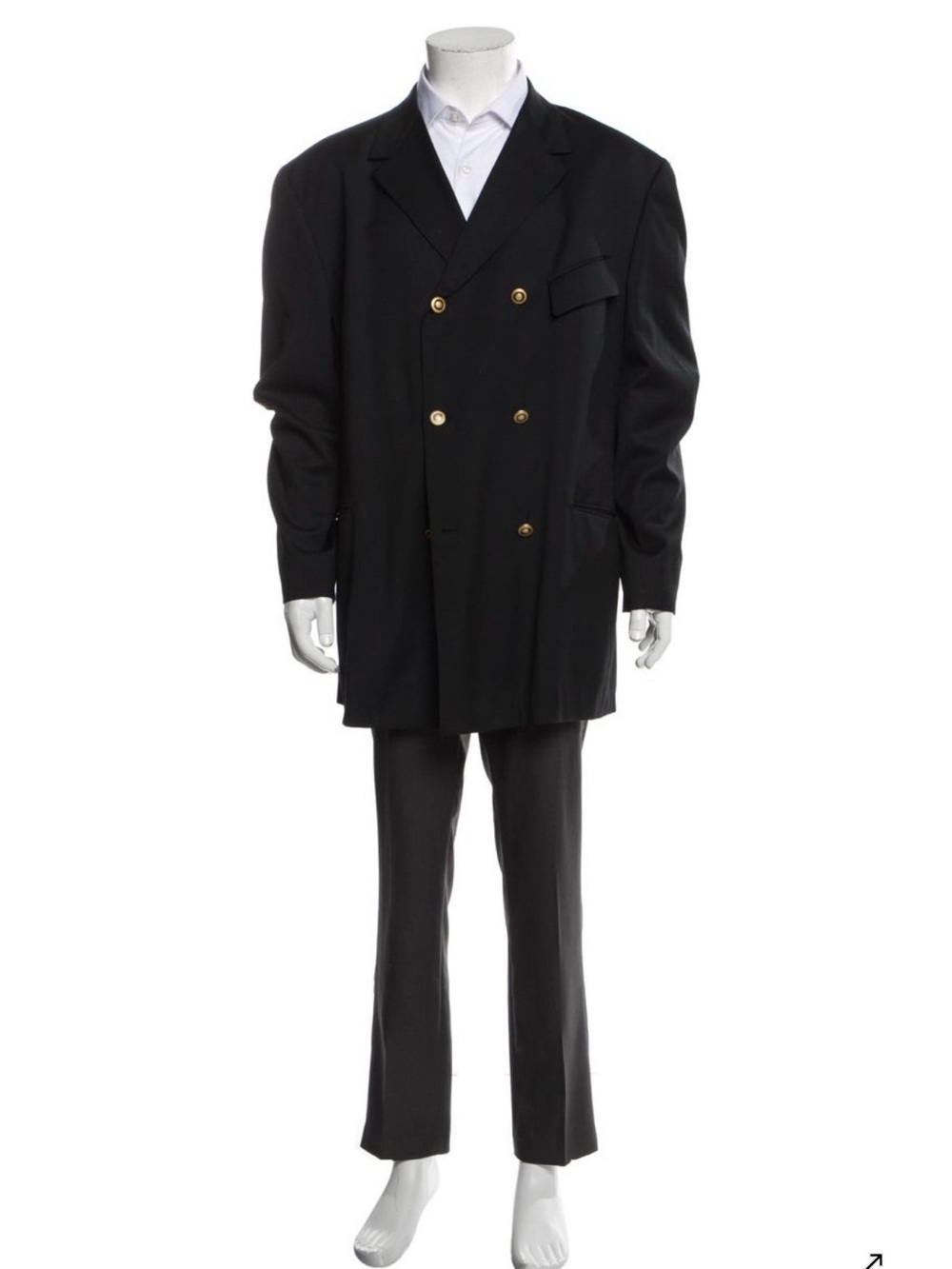 Vintage V2 Versace Black Double-Breasted Sport Coat with Gold Buttons - sz 42R